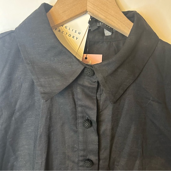 *NWT* English Factory Women’s Black Embroidered Lace Linen Blend Shirt, Size XS - Picture 6 of 16